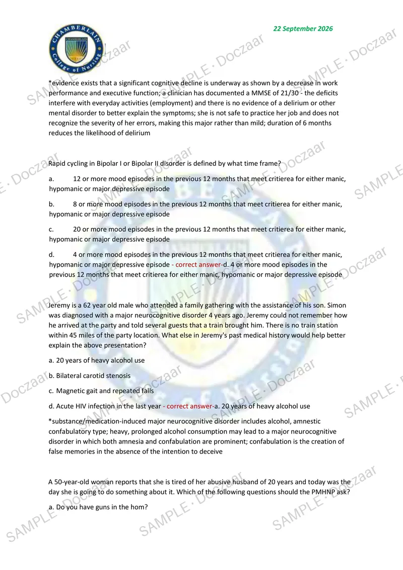 Preview page 92 of NR 668 CEA MIDTERM EXAM 2026/2027 | 460 HIGH-YIELD QUESTIONS & VERIFIED ANSWERS | LATEST TESTBANK | RECENT & MOST TESTED
