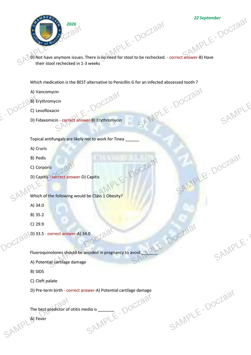 Preview page 18 of NR566 ADVANCED PHARMACOLOGY FOR CARE OF THE FAMILY FINAL EXAM 2026/2027 | 100 HIGH-YIELD QUESTIONS & VERIFIED ANSWERS |