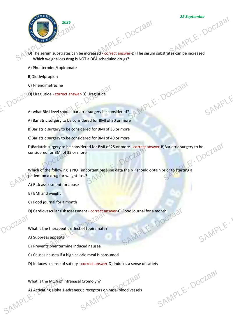 Preview page 6 of NR566 ADVANCED PHARMACOLOGY FOR CARE OF THE FAMILY MIDTERM EXAM 2026/2027 | 100 HIGH-YIELD QUESTIONS & VERIFIED ANSWERS