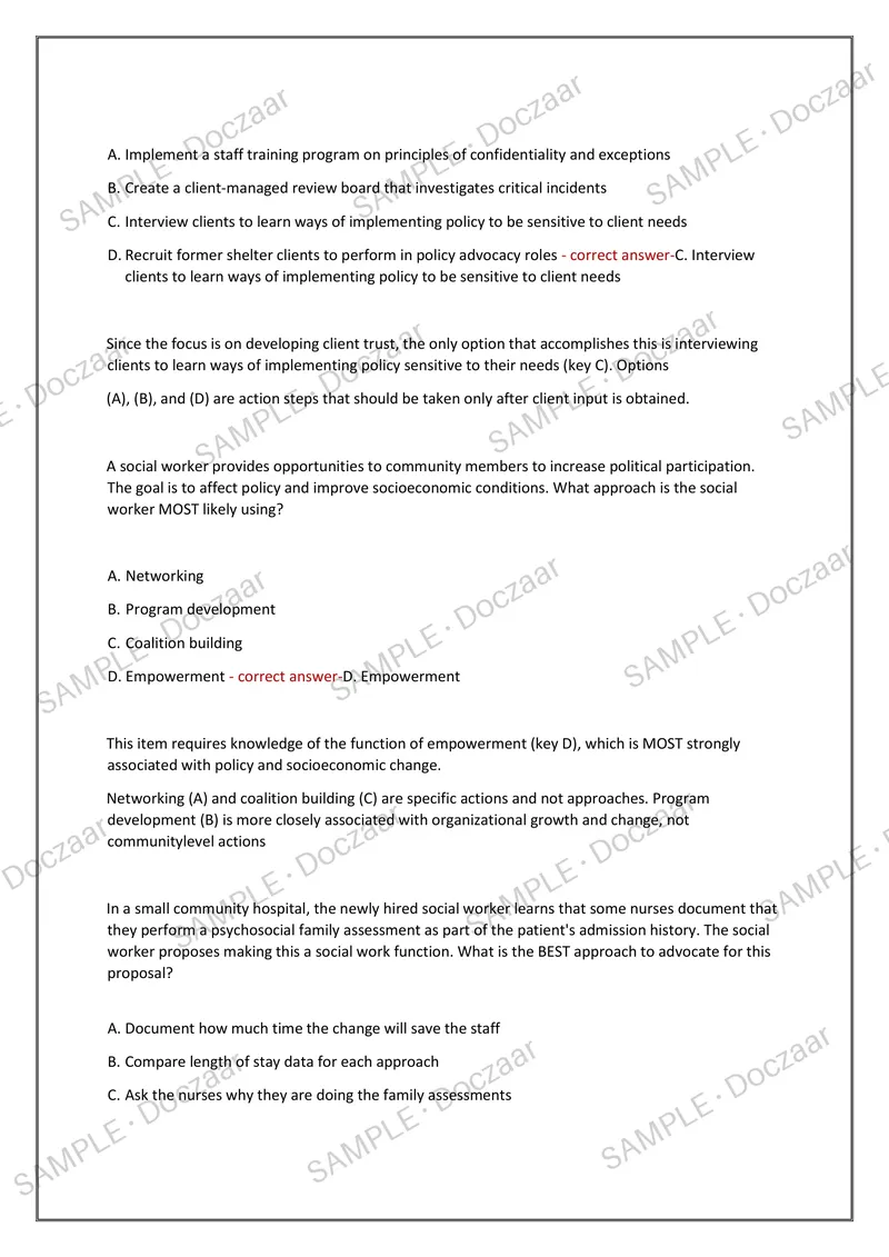 Preview page 19 of ASWB LMSW EXAM 2026/2027 | 180 HIGH-YIELD QUESTIONS & VERIFIED ANSWERS | LATEST TEST PREP | RECENT & MOST TESTED TOPICS