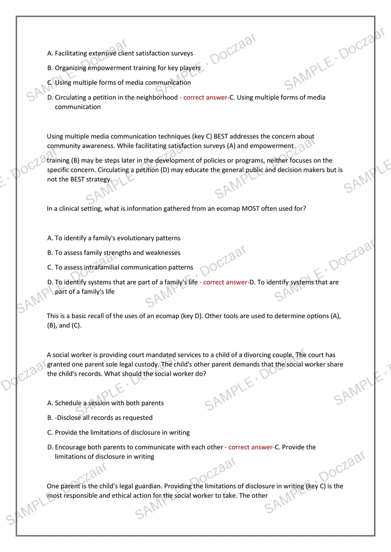 Preview page 53 of ASWB LMSW EXAM 2026/2027 | 180 HIGH-YIELD QUESTIONS & VERIFIED ANSWERS | LATEST TEST PREP | RECENT & MOST TESTED TOPICS