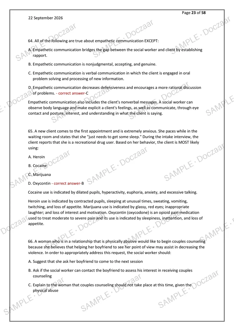 Preview page 23 of ASWB COMPLETE PRACTICE EXAM 2026/2027 | 180 HIGH-YIELD QUESTIONS & VERIFIED ANSWERS | DETAILED EXPLANATIONS | RECENT & M