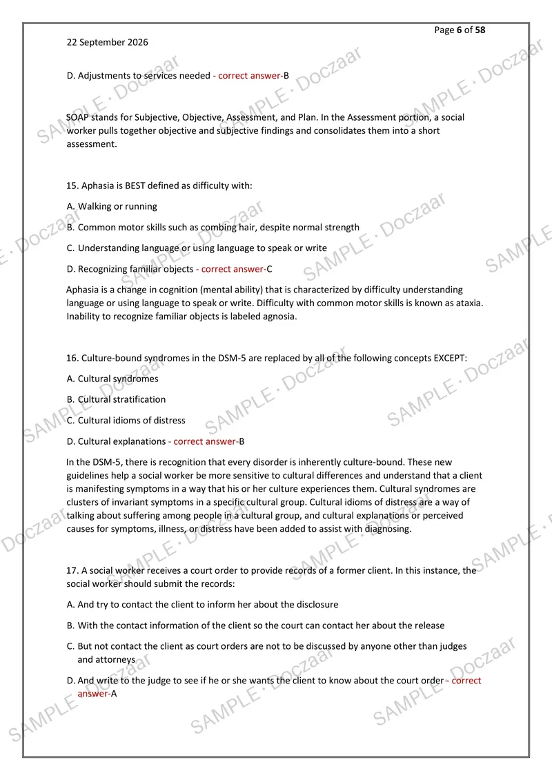 Preview page 6 of ASWB COMPLETE PRACTICE EXAM 2026/2027 | 180 HIGH-YIELD QUESTIONS & VERIFIED ANSWERS | DETAILED EXPLANATIONS | RECENT & M