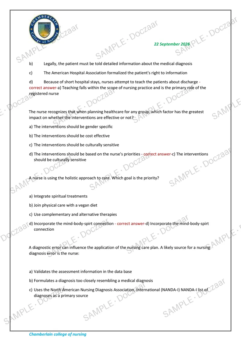 Preview page 11 of NR 222 EXAM 4 2026/2027 | 70 HIGH-YIELD QUESTIONS & VERIFIED ANSWERS | LATEST TEST PREP | RECENT & MOST TESTED TOPICS |