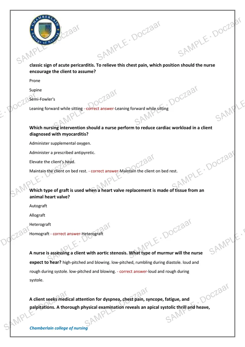 Preview page 6 of NUR 257 EXAM 5 2026/2027 | 200 HIGH-YIELD QUESTIONS & VERIFIED ANSWERS | LATEST TEST PREP | RECENT & MOST TESTED TOPICS