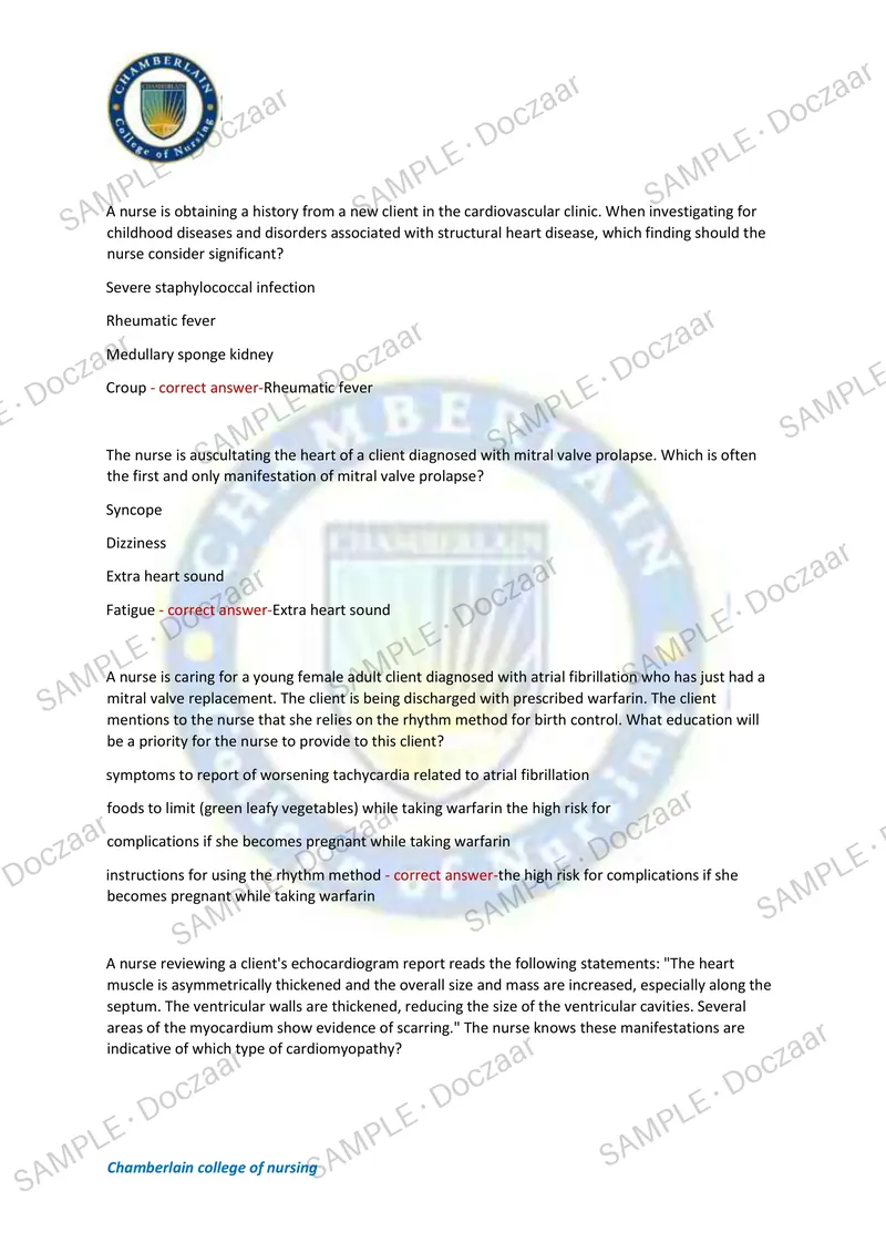 Preview page 12 of NUR257 Exam 4 NEWEST 2026/2027 ACTUAL TEST EXAM  200 QUESTIONS AND CORRECT (VERIFIED ANSWERS)  COVERING RECENT AND MOST