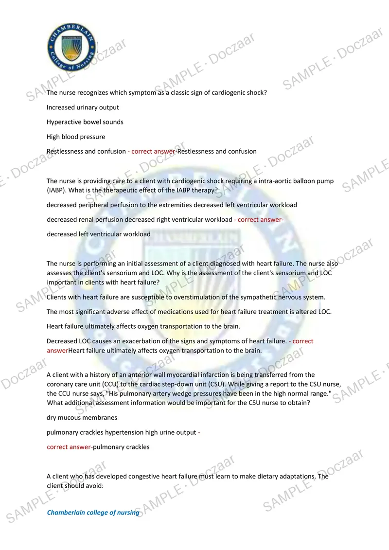 Preview page 32 of NUR257 Exam 4 NEWEST 2026/2027 ACTUAL TEST EXAM  200 QUESTIONS AND CORRECT (VERIFIED ANSWERS)  COVERING RECENT AND MOST