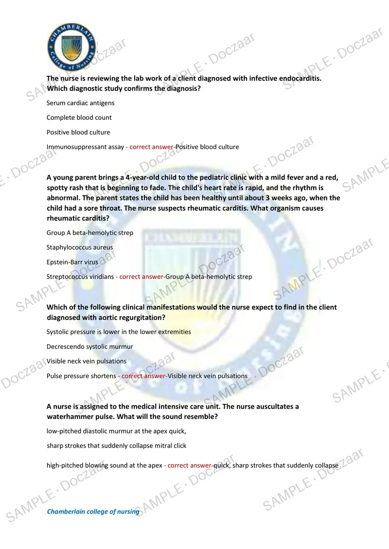Preview page 4 of NUR257 Exam 4 NEWEST 2026/2027 ACTUAL TEST EXAM  200 QUESTIONS AND CORRECT (VERIFIED ANSWERS)  COVERING RECENT AND MOST