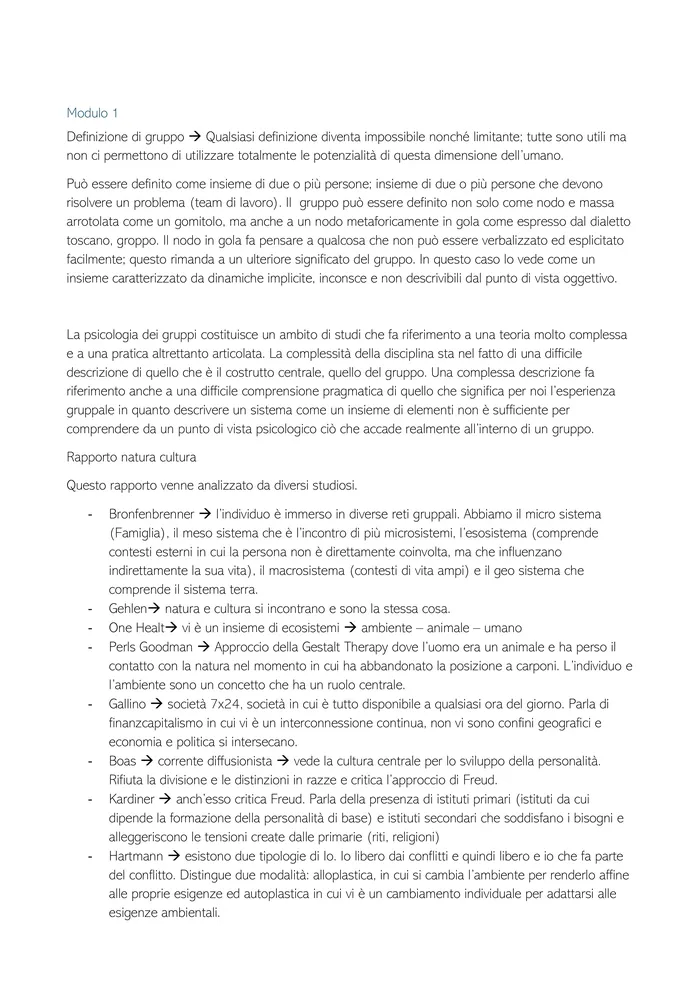 Preview of Schemi e concetti chiave psicologia dei gruppi - LM-51 psicologia clinica