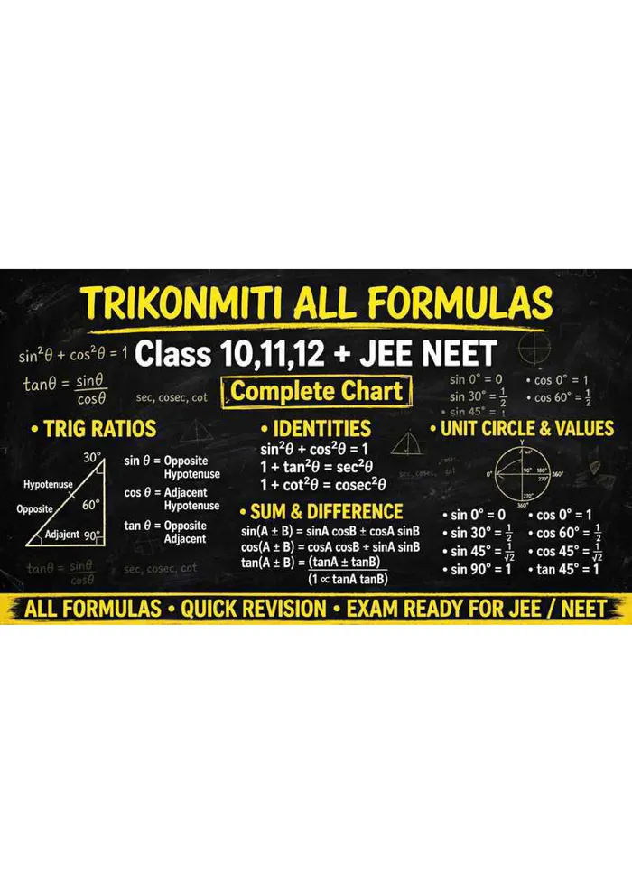 Preview of Complete Trigonometry Notes for Class 10 and Class 12. Includes all formulas,