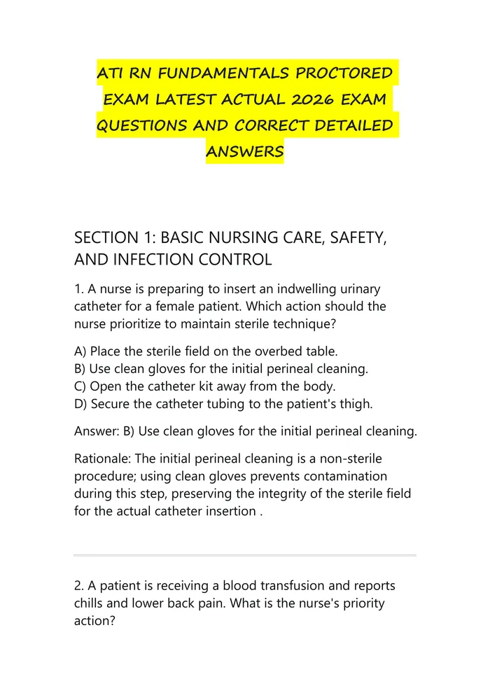 Preview of ATI RN LEADERSHIP PROCTORED EXAM 2026  | PRACTICE QUESTIONS, VERIFIED CORRECT  ANSWERS & DETAILED RATIONALES |  NURSING