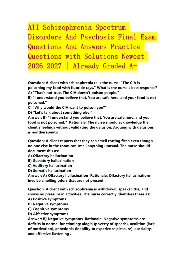 Preview of TI RN Nutrition Proctored Exam with Questions and Verified Answers, 100% Guaranteed Pass With Appropriate Explanations |