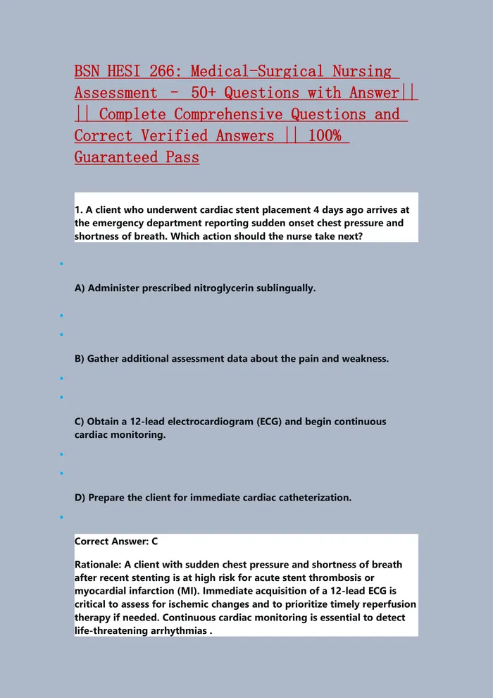 Preview of BIOS-251 Exam 2 Review | Questions and | Anatomy and Physiology I | Latest Update