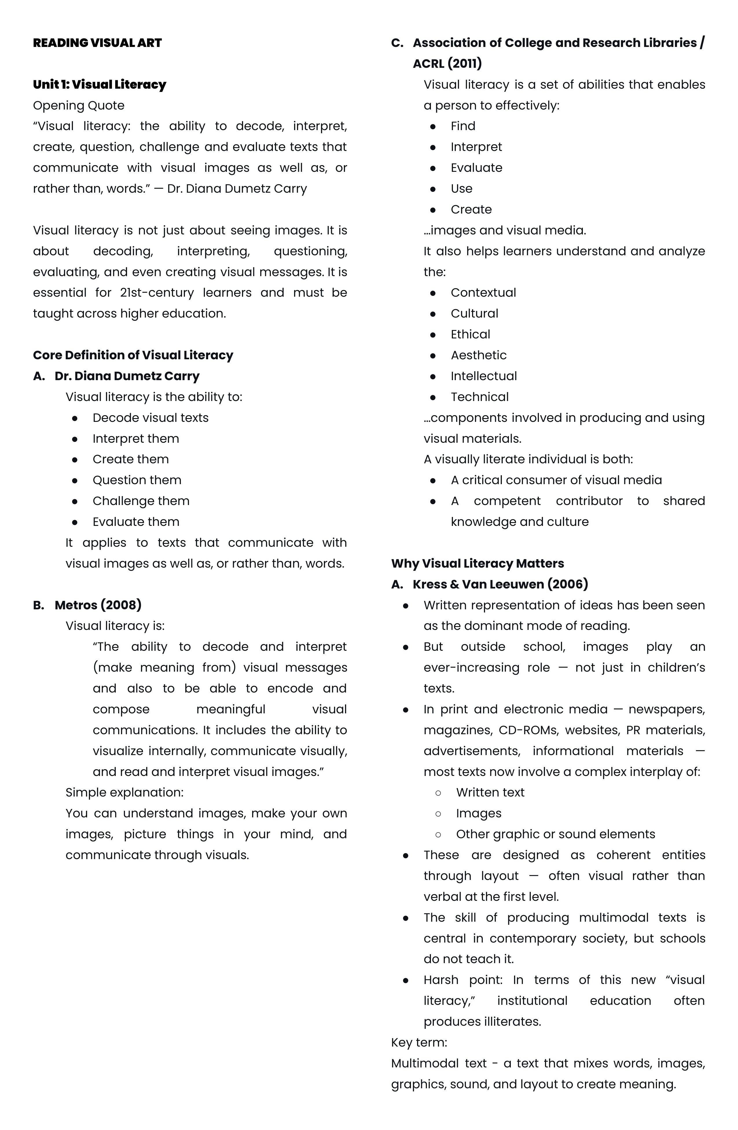 Preview of Reading Visual Art Unit 1: Visual Literacy